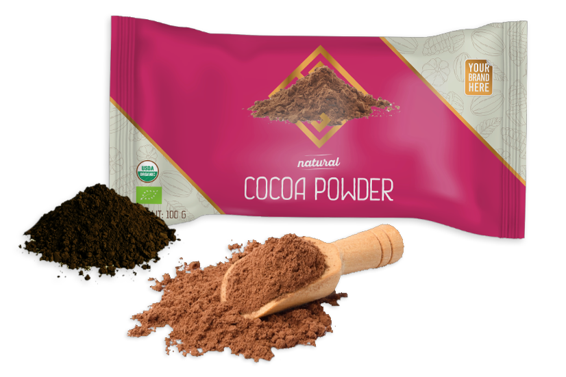 Experience the versatility of our alkalized cocoa powder, available in a variety of tastes and colors to cater to different consumer demands.